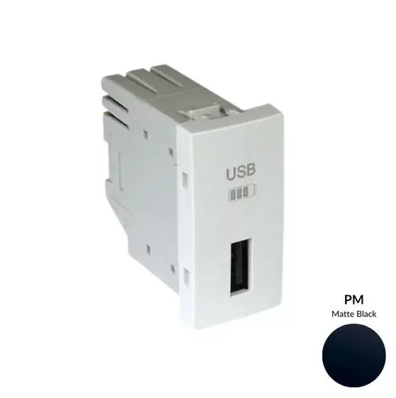 45383_SPM USB-A töltő, matt feket - 1 modul Szezonális akció