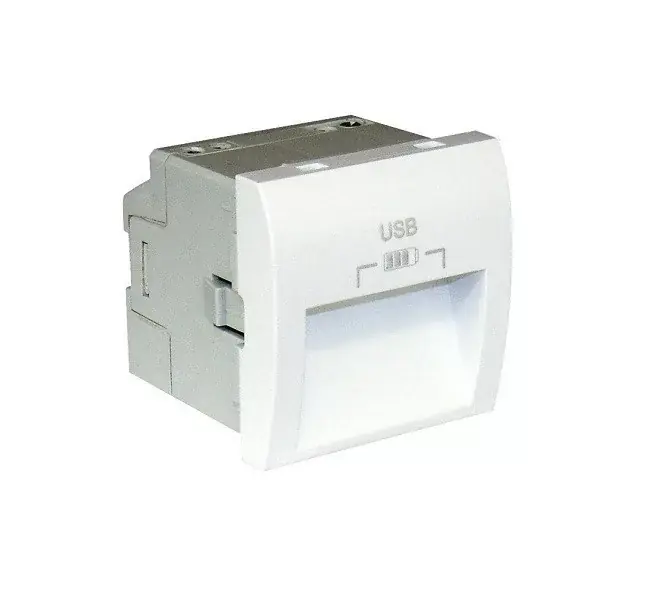 45384_SBM dupla USB töltő (2x USB-A), 20°-os kimenet, matt fehér Kedvezmény