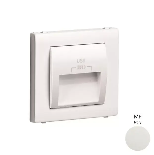 50673_TMF dupla USB töltő (2x USB-A), 20°-os kimenet, elefántcsont Szezonális akció