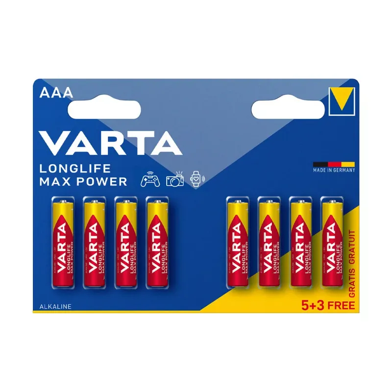 VARTA Longlife Max Power Alkáli Mikro Elem AAA B5+3 Expressz kézbesítés