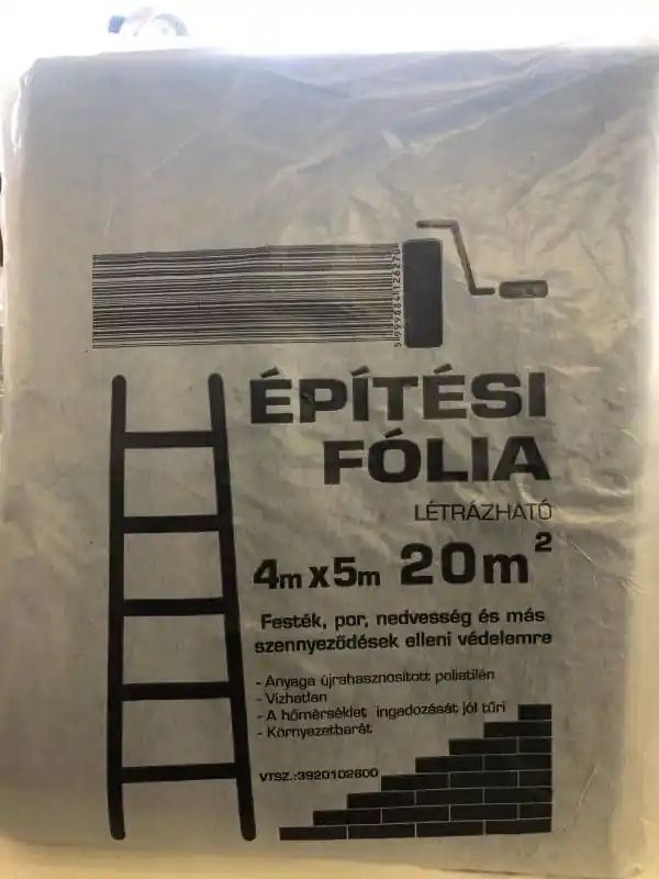 Takarófólia épitési 4x5m 20m2 (5db/ ) fekete Újdonság