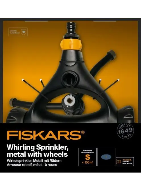 FISKARS Örvényes esőztető, fémből, kerekekkel Akciós ár
