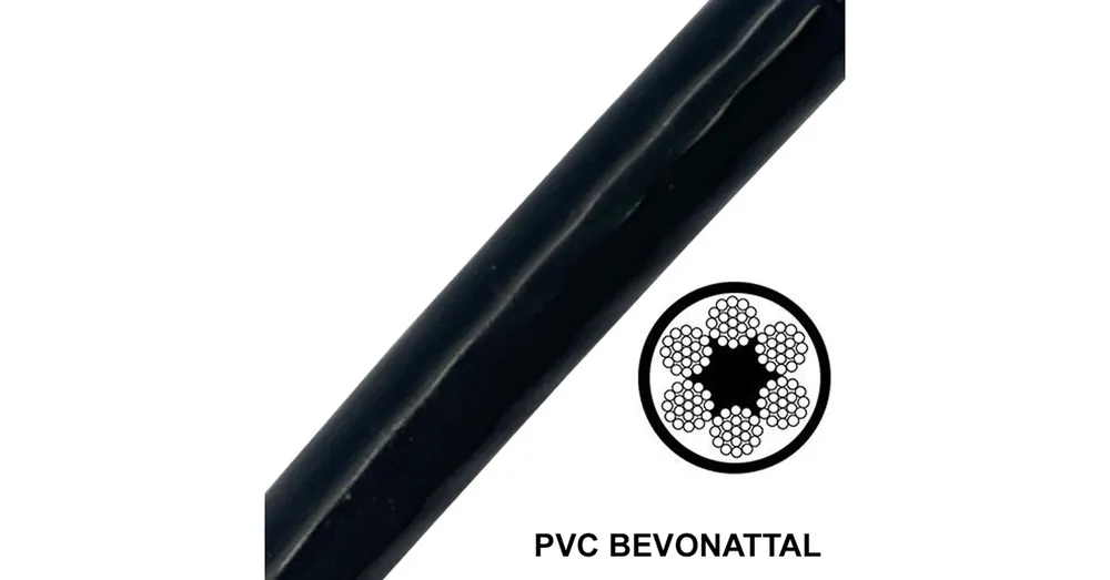 Szuper akció SODRONYKÖTÉL D06/04 T6*19 DIN 3060 HG. PVC FEKETE VÁGOTT IMPORT