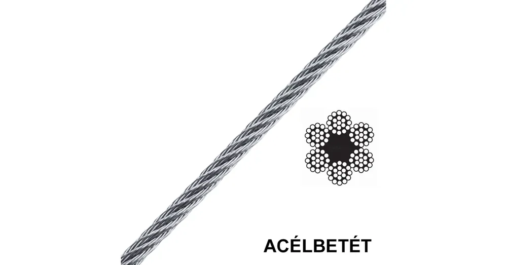 SODRONYKÖTÉL D8.0 T6*19 WSC HG. DIN 3069 45.4KN ACÉLBETÉT IMPORT Biztonságos fizetés