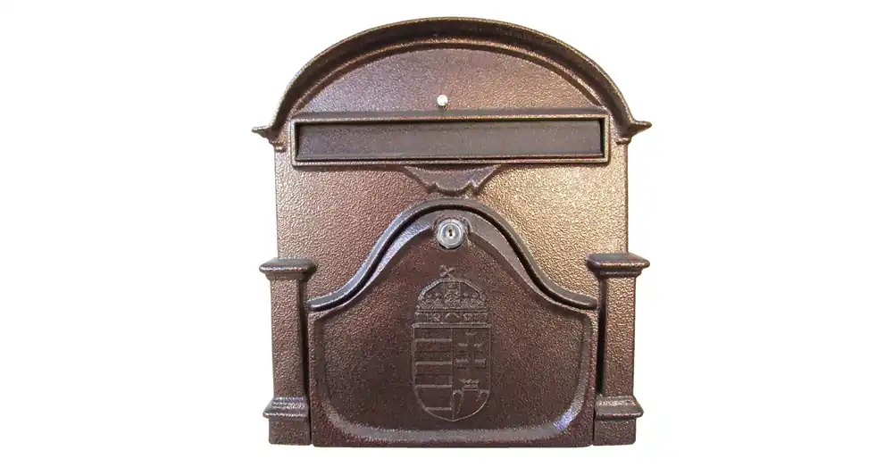 POSTALÁDA KÜLTÉRI ALU 30*33*7 ANTIK-BRONZ KÉTOLDALAS CÍMERES MAGYAR-VICA 330 Kiárusítás