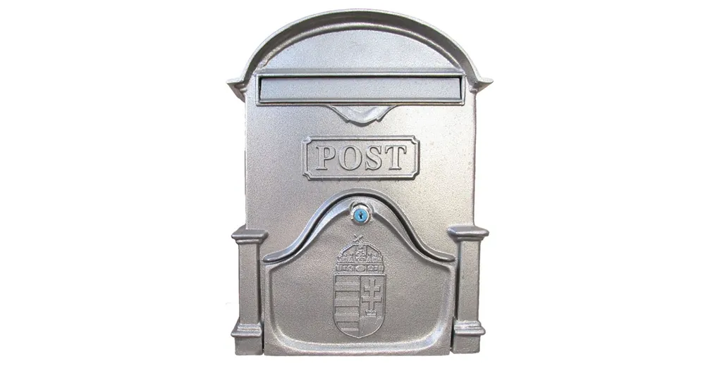 POSTALÁDA KÜLTÉRI ALU 30*40*10 ANTIK EZÜST KÉTOLDALAS CÍMERES MAGYAR-VICA 400EXTRA XL Vedd meg most