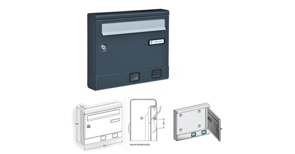 POSTALÁDA KÜLTÉRI FEKVŐ SZÜRKE (31*37*7cm) SOROLHATÓ SILMEC 10-518.81 Legkelendőbb