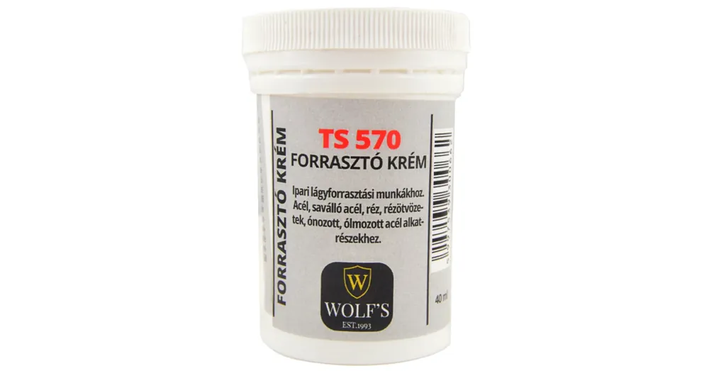 FORRASZTÓ KRÉM 40ml IPARI LÁGYFORR.MUNKÁKHOZ WOLFS TS570 Gyors kiszállítás