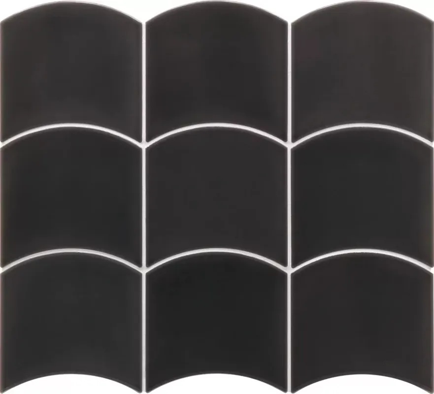 EQUIPE WAVE Black 12X12 hullám alakú fényes falicsempe Rendeld meg most