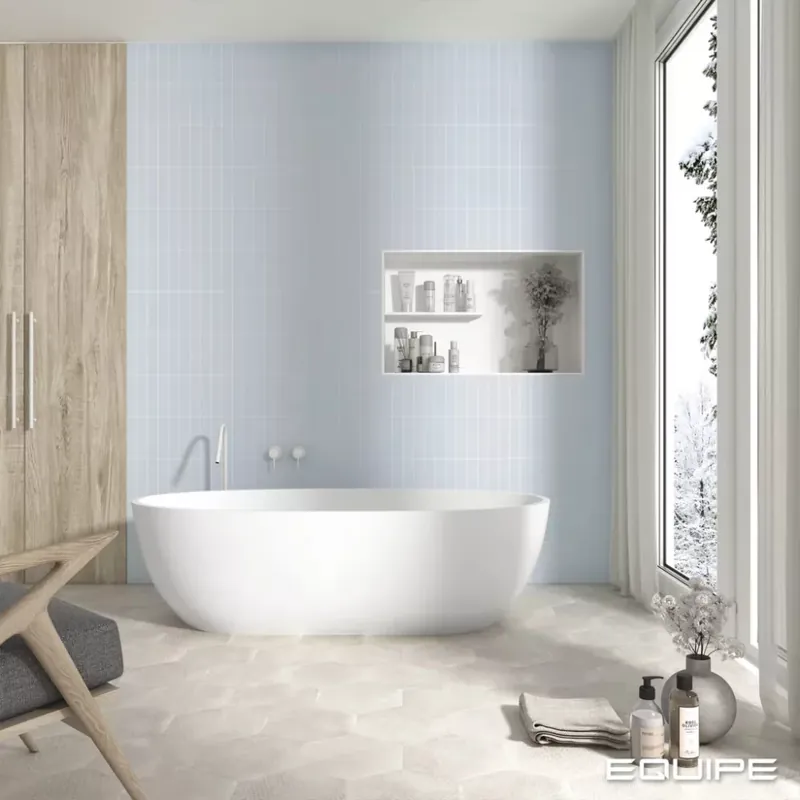 Végkiárusítás Equipe Costa Nova Baby blue Matt 5x20 fürdőszoba csempe