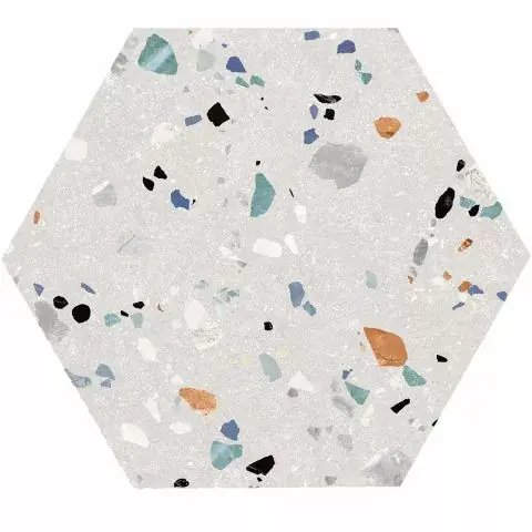 Árcsökkenés PRISSMACER HEX. GOBI BLANCO 20x24 terrazzo mintás hexagon járólap